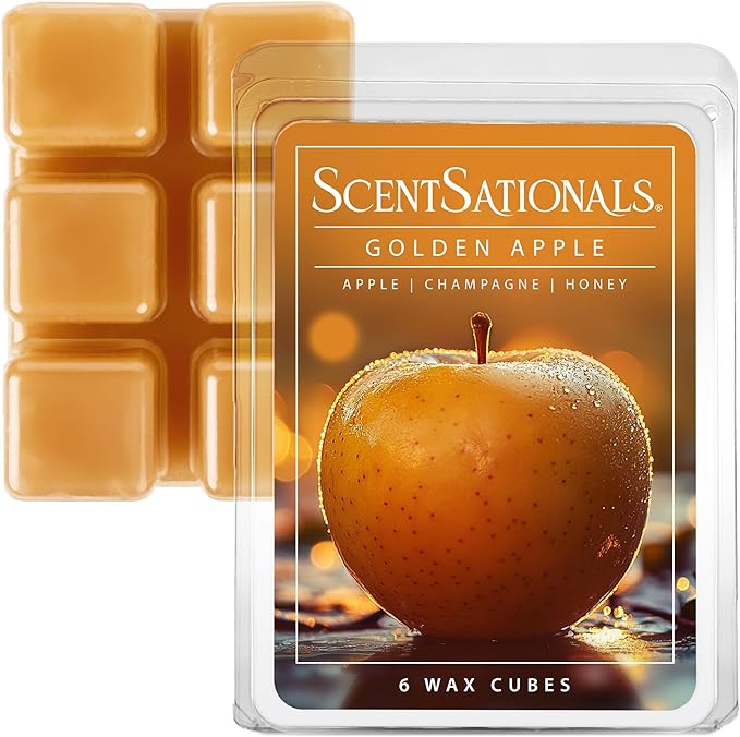 Scentsationals Wax Melts, Wax Cubes Strong Scent - Golden Apple - Long Lasting Scented Melts for Warmer, 10oz (24-Cubes)