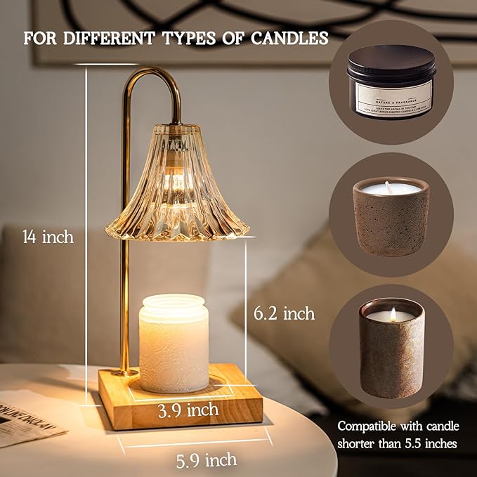 Marycele Candle Warmer Lamp with Timer, Candle Wax Warmer Flower Lamp Dimmable, Birthday Day Gifts for Mom Women, Home Fragrance Accessories for Dorm Room Decor