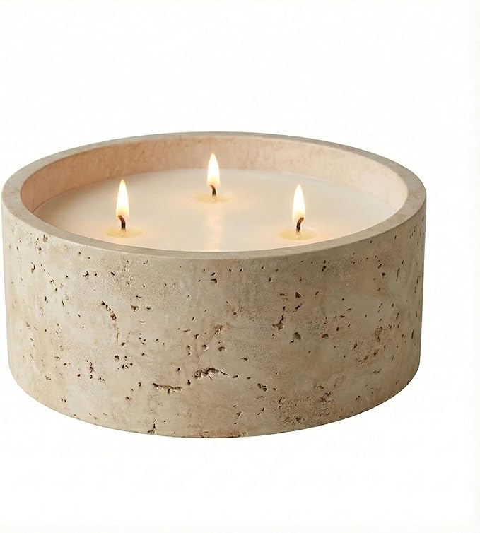 Scented Candle - Cinnamon & Vanilla, 21 oz. 3 Wick Scented Candle Made with Coconut Oil and Soy Blend Wax | Acacia Wood Lid