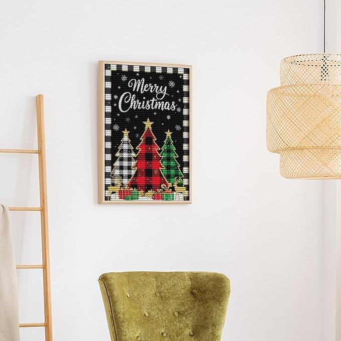 AIVKIEJK Diamond Painting Kits for Adults - Merry Christmas Tree Holiday Painting DIY 5D Full Drill Diamond Dots Paintings with Diamonds Gem Art and Crafts Home Decor 8"x12"