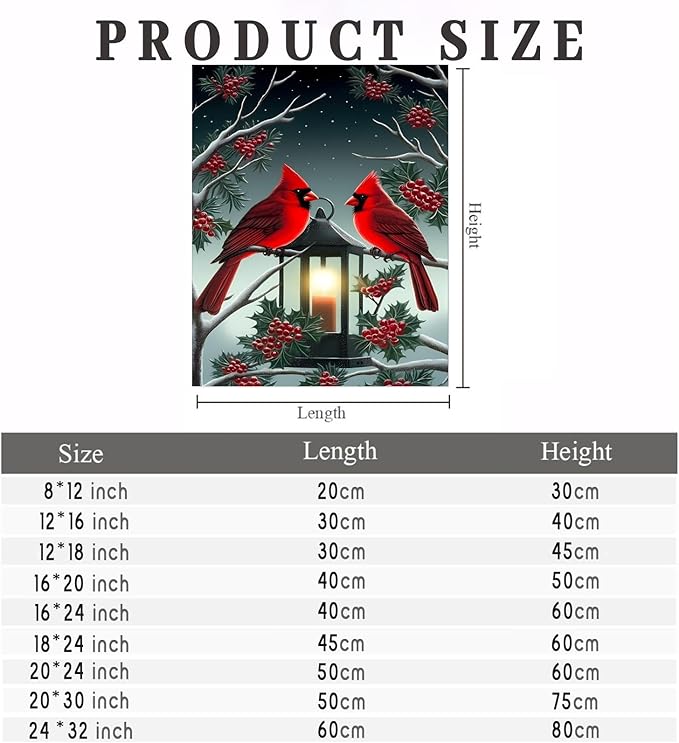 GUAIEUW Candle Flame Red Bird Diamond Painting Kit for Adults, Full Round Diamond Cardinal Bird 5D Diamond Painting DIY Art Crafts for Winter Home Wall Decor Holiday Gift 12x18 Inch