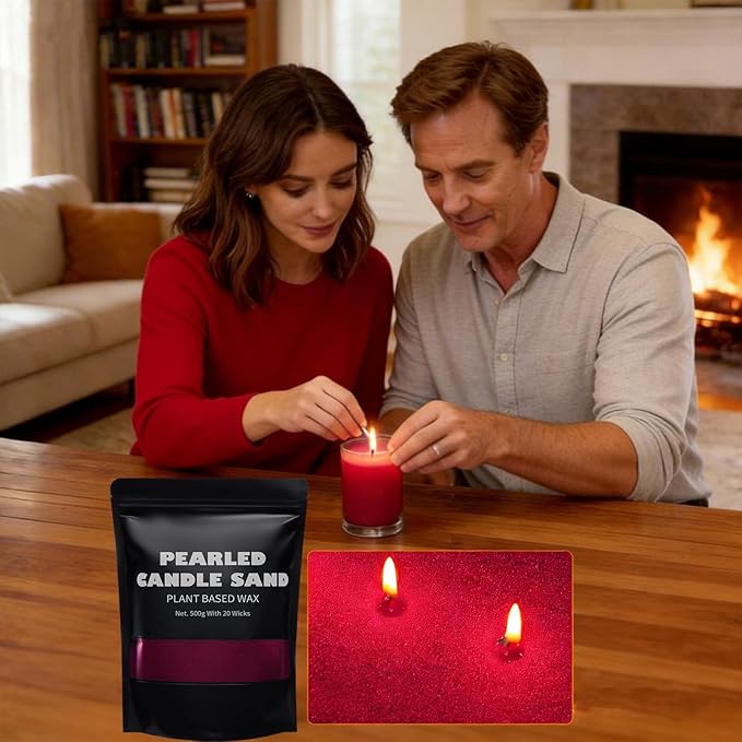 Scented Candle Sand with Wicks 1.1LB Dark Red Pearled Candle Beads Sand Candles Refillable Candle Wax Non-Toxic Natural Customized for DIY Candle Making, Home Decoration Wedding Party (Scented Rosa)