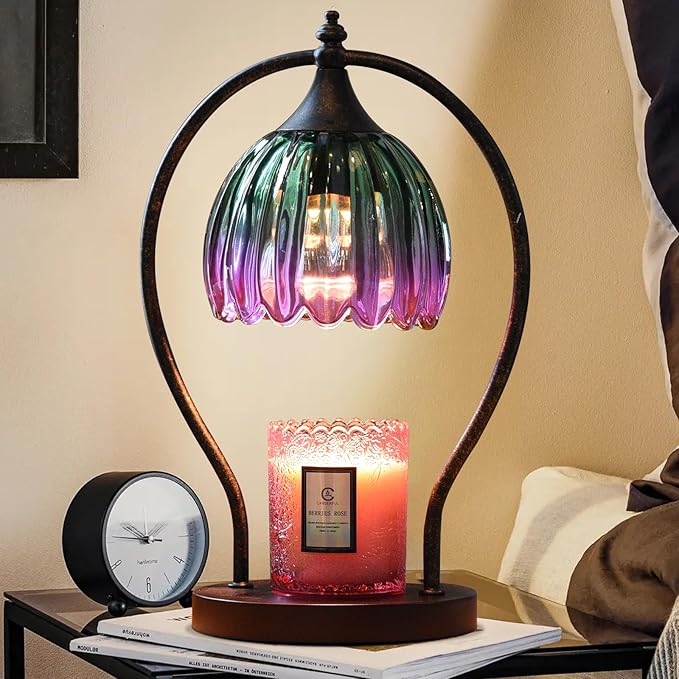 GOODBUY Electric Candle Warmer Lamp with Timer：Scented Candle Warmer Dimmable Lamp with 2 Bulbs, Christmas Gifts for Mom Women, House Warming Gifts New Home Decor for Bedroom Living Room