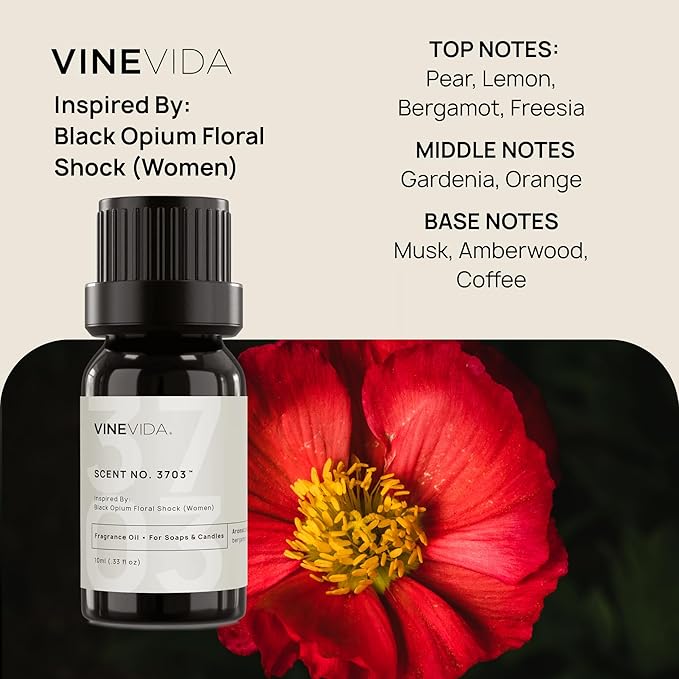 VINEVIDA [0.33 Oz] Inspired by: Black Opium Floral Shock (Women); Fragrance Oil for Candle Making and Soap Making - Premium Candle Scents for Soy Candles