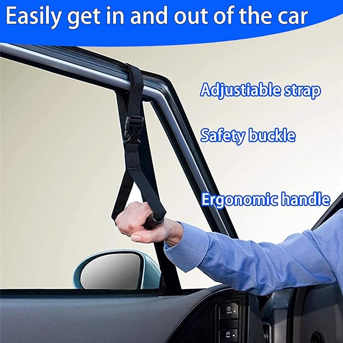 KOUNATSURI Car Handle Assist for Elderly Car Door Handle Multifunction Handle Car Door Latch Handle for Seniors and Handicapped(Blue)