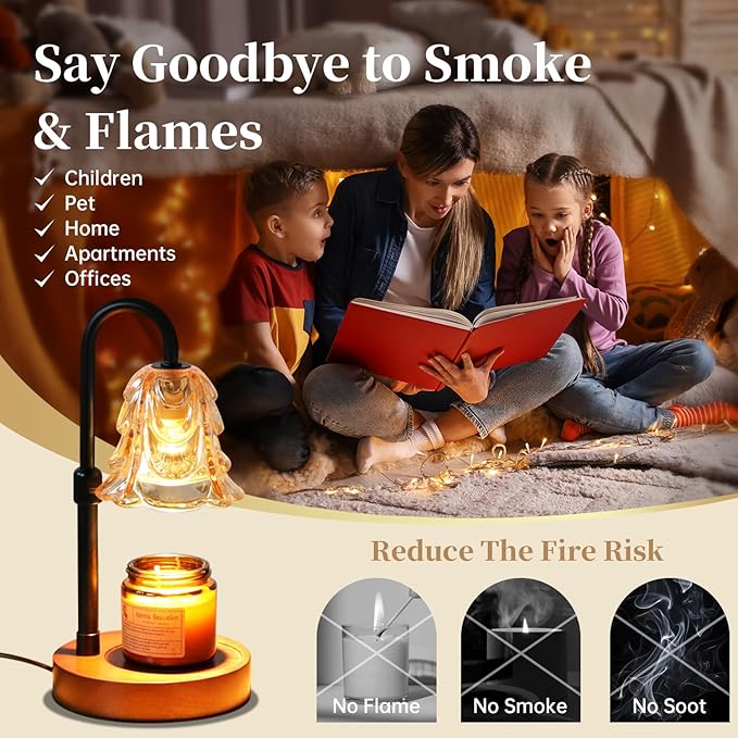 Candle Warmer Lamp with Timer Dimmable, Adjustable Height, House Warming Gifts New Home Decor, Mothers Day Birthday Gifts for Mom Women, Bedroom Decor with 2 Bulbs (Mother's Day Gift)