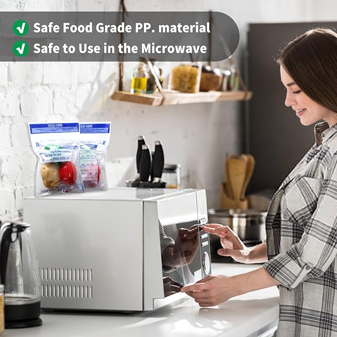 12 Pcs Zipper Steam Bags Reusable Microwave Steamer Cooking Bags Frozen Food Microwave Steam Bag for Vegetables Potatoes Meat, 7.1 X 7.9 Inches (12)
