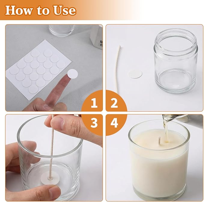 Xthrotsenk 1000 Pieces Candle Wick Stickers for Candle Making Tabs Double Sided Heat Resistance Stickers Candles Dots Wicks Tabs for Candles Making