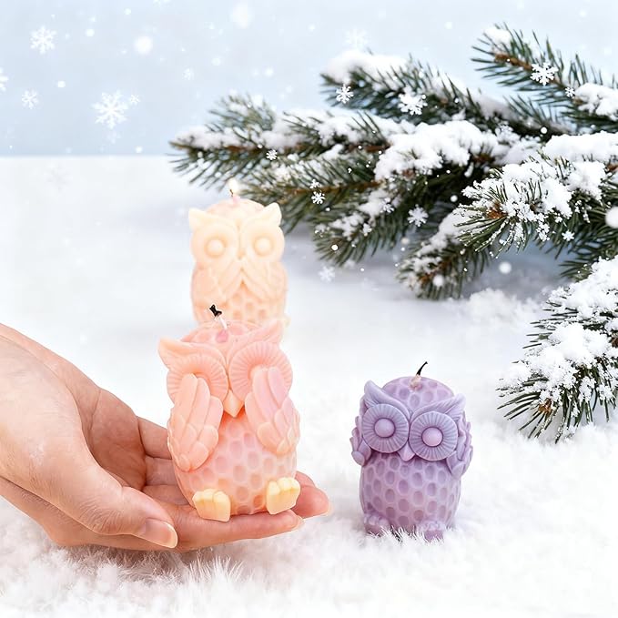 3Pcs Owl Silicone Molds Candle Molds for Candle Making Animal Epoxy Resin Casting Molds