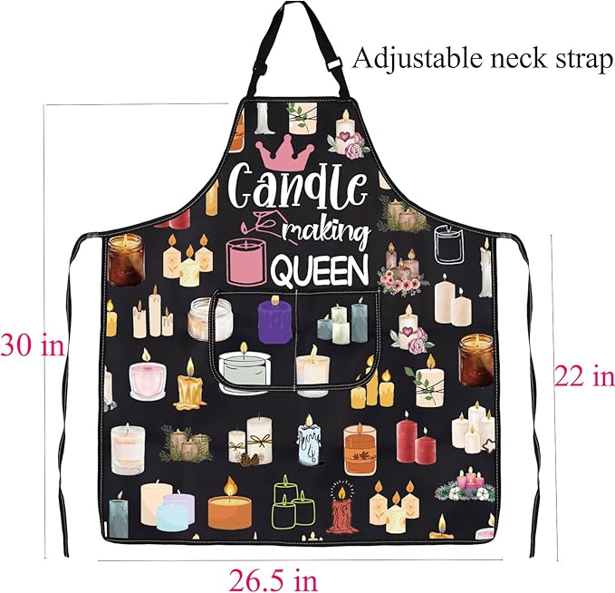 FUSTMW Candle Making Apron Candle Making Queen Gifts for Candle Makers DIY Kitchen Baking Chef Grill Apron with Pockets