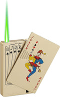 Jet Torch Lighter, Green Flame Joker Card Lighter, Metal Poker Design Windproof Refillable Butane Cool Lighter, Outdoor, Indoor, Camping, BBQ, Candle, Birthday, Gift for Men/Women (Without Gas)