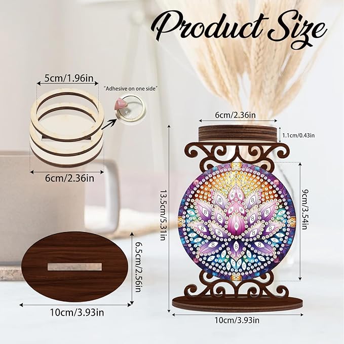 Diamond Painting Candle Plate Diameter 5cm Candle Holder Paint by Numbers Kit Sticks Holder Decor for Pillar Scented Flameless Ball Candles Candle Stand for Table Centerpiece Mandala
