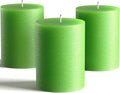 Melt Candle Company Set of 3 Pillar Candles 3" x 4" Unscented Handpoured Weddings, Home Decoration, Restaurants, Spa, Church Smokeless Cotton Wick - Green