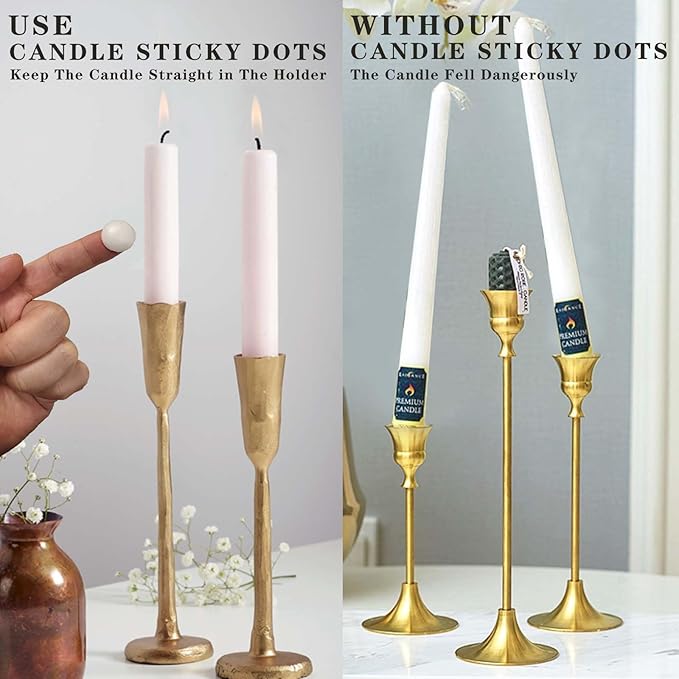 24 Dots White Taper Candle Holders Adhesive candl Grips Small Candle Accessories Inserts-Adhesive, Accessori Candles Wax Sticky Dots(24)