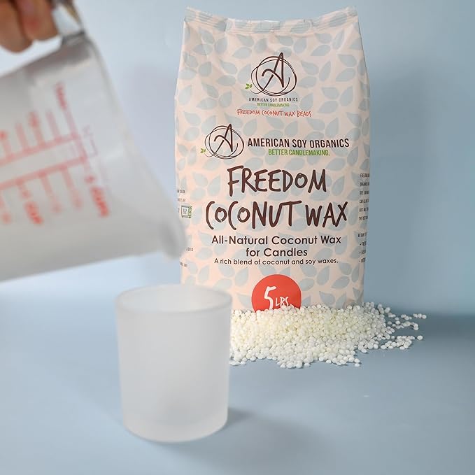 American Soy Organics Freedom Coconut Soy Wax Beads for Candle Making - Natural Candle Making Supplies - Paraffin-Free,Beeswax-Free Coconut Candle Wax for Container Candles,Tealights, Wax Melts 5 lbs