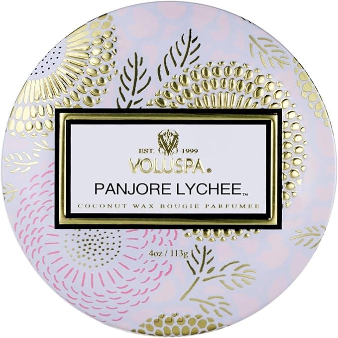Voluspa Panjore Lychee Petite Tin Candle , 4 Ounces