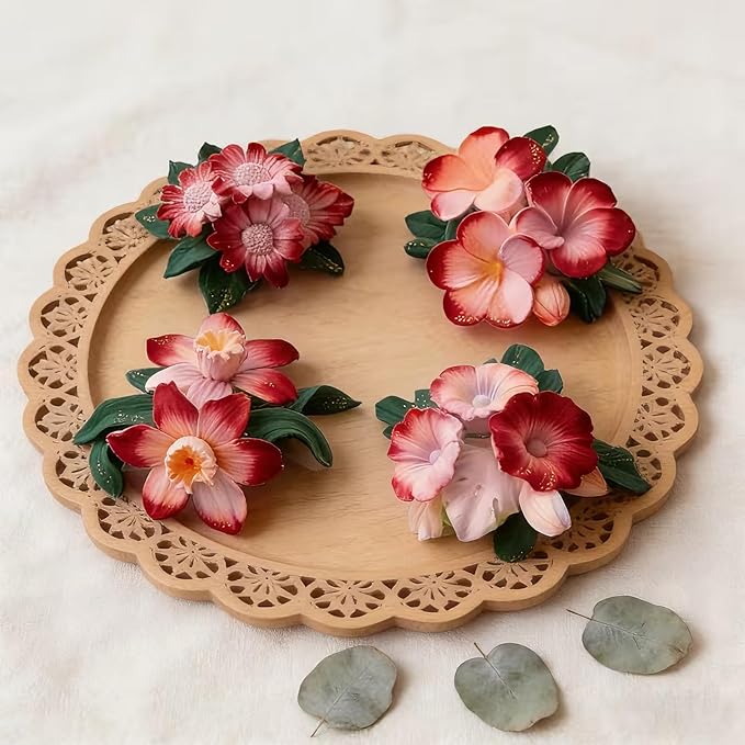 4PCS Flower Silicone Mold 3D Cute Flower Resin Candle Molds for Candle Making Sun Flowe Daffodils Petunia Plumeria Flowe Silicone Mold Resin Aromatherapy Gypsum Wax Soap Clay Craft