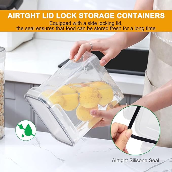 42 Pcs Airtight Food Storage Containers Set with Lids, BPA Free Clear Pantry Canisters for Kitchen Organization, Plastic Containers for Cereal, Dry Food & Sugar, Includes 50 Labels