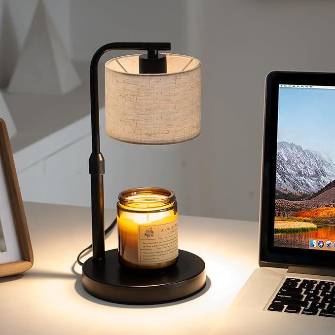 Candle Warmer Lamp with Timer, Dimmable Candle Wax Warmer with 2 Light Bulbs, Height Adjustable Electric Candle Light Scented Candles, Home Room Decor, Gifts for Women Mom