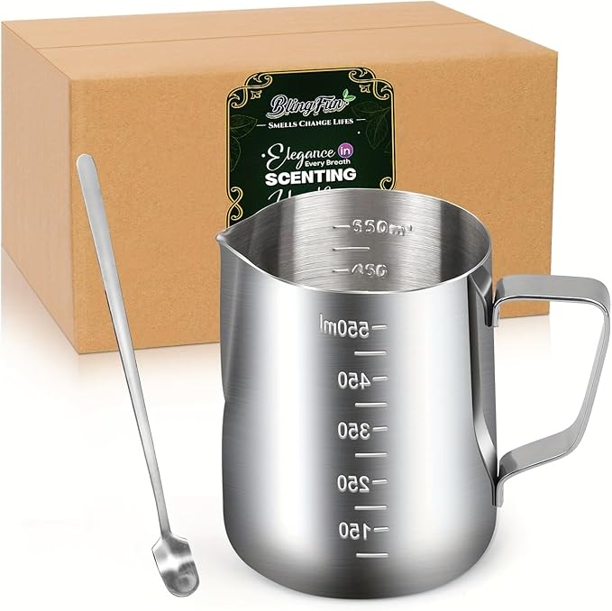 2-in-1 Wax Melting Pouring Pot for Candle Making & Latte Art, Thick Bottom with Perfect Spout for Melting Soy Wax, DIY Crafts, and Coffee Bar