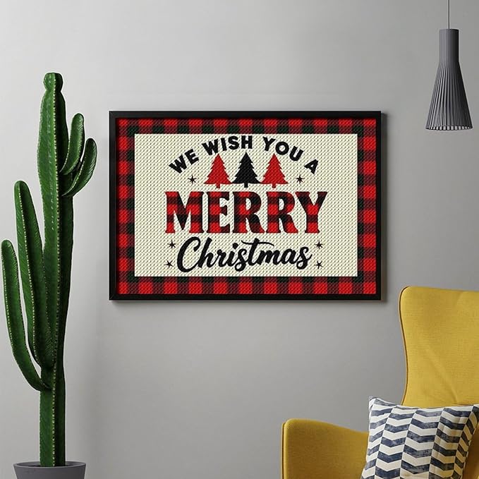 AIVKIEJK Diamond Painting Kits for Adults - Merry Christmas Welcome Painting DIY 5D Full Drill Diamond Dots Paintings with Diamonds Gem Art and Crafts Home Decor 8"x12"
