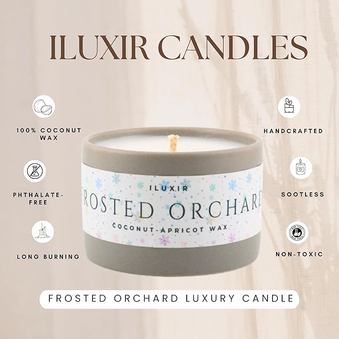 Frosted Orchard Luxury Candle for Fall Décor – Refreshing Scented Candles with Citrus Pine Juniper & Sage– Handcrafted Non-Toxic Candles, Phthalate-Free Cruelty-Free Coconut Wax Candle (5 oz.)