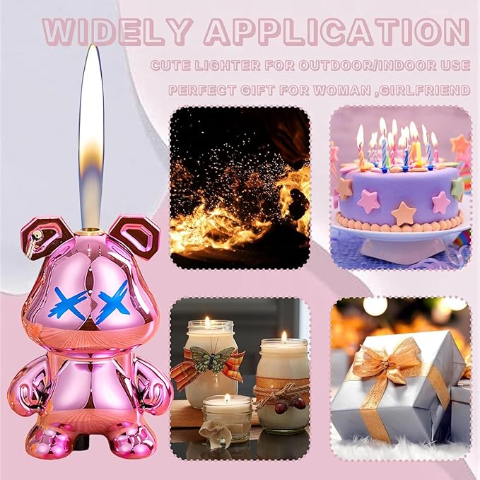 Cute Animal Soft Flame Lighter Cool Creative Design Lighters Butane Refill，Kawaii Cartoon Lighter Accessories，Unique Keychain Lighters for Women Birthday Candles BBQ (Without Butane Gas） (09)