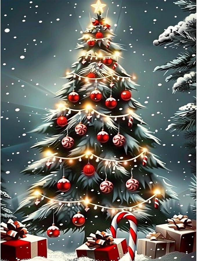 DOMROM Christmas Diamond Painting Kits, Santa Claus and Deer 5D Diamond Art Kits,Gem Art Painting with Diamonds Dots, Arts and Crafts for Beginners Adult Wall Decor 12 x 16inch