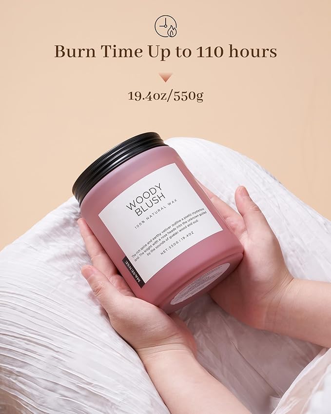 M&SENSE Large Rose Oud Soy Candles, 19.4oz Natural Soy Wax, 110-Hour Long Lasting Slow Burning, Scented Candles Non Toxic, Romantic Floral Smelling for Mom, Aromatherapy Gifts for Relaxing Spa