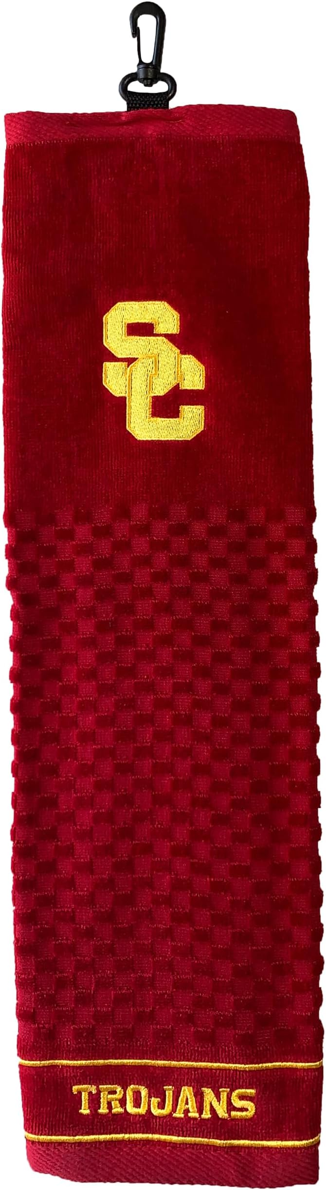Team Golf NCAA USC Trojans Embroidered Golf Towel Embroidered Golf Towel, Checkered Scrubber Design, Embroidered Logo
