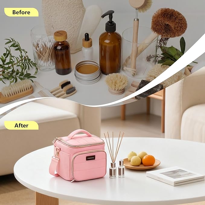 Scented Candles Carrying Case, Aromatherapy Organizer Bag with Adjustable Dividers,Holds 4 Bottles, Candle Travel Storage Bag, Birthday Valentine's Gift for Women Mom（Bag Only）