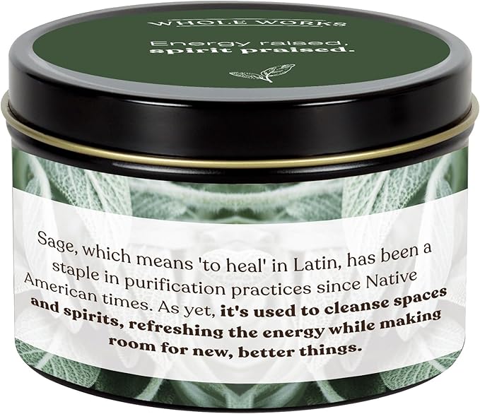 Premium Sage Candle for Cleansing – Natural Soy Wax, Cotton Wick, Paraben and Phthalate Free Scent, Non Toxic, Clean Scented Candles for New Home, Smudging, House Negative Energy Protection, 6oz