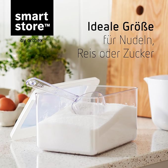 SmartStore Clear Airtight Dry Food Containers with Lids 1.65L Set of 4-20% Bio-based Plastic Storage Box with Lid, BPA Free, Dishwasher Safe - Stacking Kitchen Storage Containers - 18 x 12.5 x 10cm
