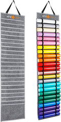 HTVRONT Vinyl Roll Holder With 47 Compartments, Vinyl Roll Storage Organizer Double-sided Organizers Wall Mount for Home Craft Closet, Craft HTV Storage Idea, Gift Wrap Organizer(Grey)