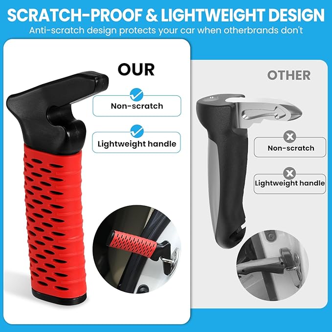 CAidRE Car Door Handle for Elderly, Car Handle Assist Support, Portable Elderly Assistance Mobility Aids Auto Grab Cane with Strap for Seniors and Handicapped Getting Out of Car, Red, 2 Pack