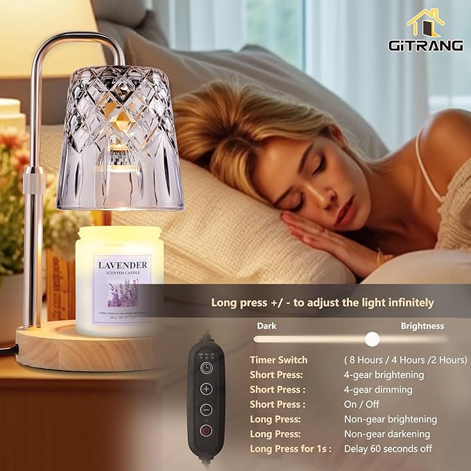 Candle Warming Lamp with Timer Dimmer,House Warming Gifts New Home Decor, Birthday Gifts for Women Mom,Height Adjustable Wax Melts Warmer for Jar Candles with 3 Bulbs Decor Lamp