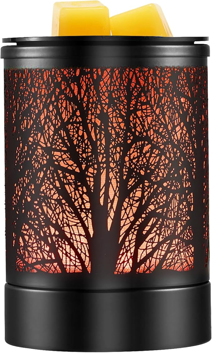 Enaroma Fragrance Wax Melts Warmer with 7 Colors LED Changing Light Classic Black Forest Design Scent Oil Candle Warmer for Home Black Forest