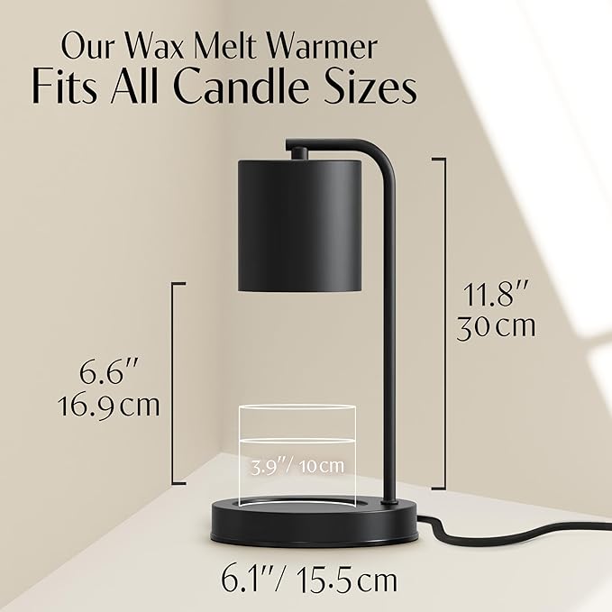 Candle Warmer Lamp with Timer and Dimmer & Includes 2 Bulbs, Electric Wax Candle Lamp Warmer for Jar Candles, Home Decor Aesthetic, and House Warming Gifts - Black