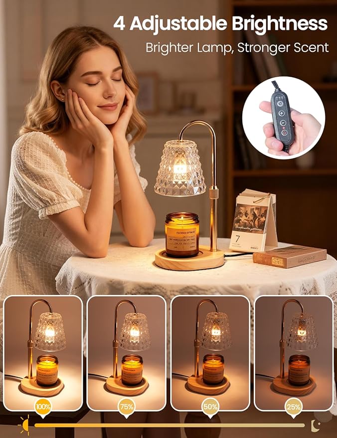 Candle Warmer Lamp with Timer Dimmable Candle Warmer Birthday Gifts for Women Mom Sister, House Warming Gifts New Home Room Decor, Height Adjustable Wax Melts Warmer for Jar Candles