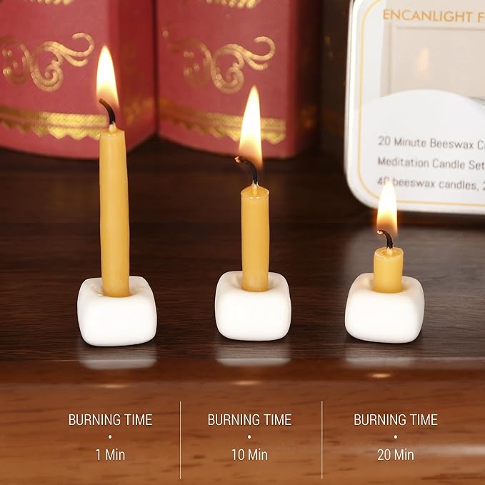 Meditation Beeswax Candles 90Pcs, 20 Minute Mini Candles Set, 2.6 Inch Small Bees Wax Taper Candles - Smokeless, Dripless and Non-Toxic for Home, Women Gifts, Yoga-Yellow