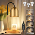 Candle Warmer Lamp with Timer & 3 Bulbs, Dimmable Electric Candlelight Adjustable Height and Brightness Candle Wax Warmer for Jar Candles Bedroom Home Decor House Warming Gift for Women (Round Gold)