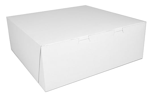 Southern Champion Tray 0991 Premium Clay Coated Kraft Paperboard White Non-Window Lock Corner Bakery Box, 14" Length x 14" Width x 5" Height (Case of 50)