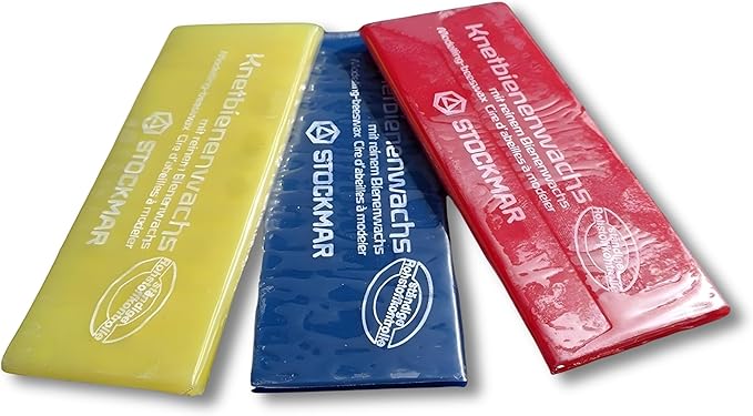 Stockmar Modelling Beeswax Sheets – 3 Assorted Colors of Natural Beeswax for Creative Sculpting, Handwork, and Artistic Projects – Ideal Arts and Crafts Supplies for Artists – Red, Blue, Yellow