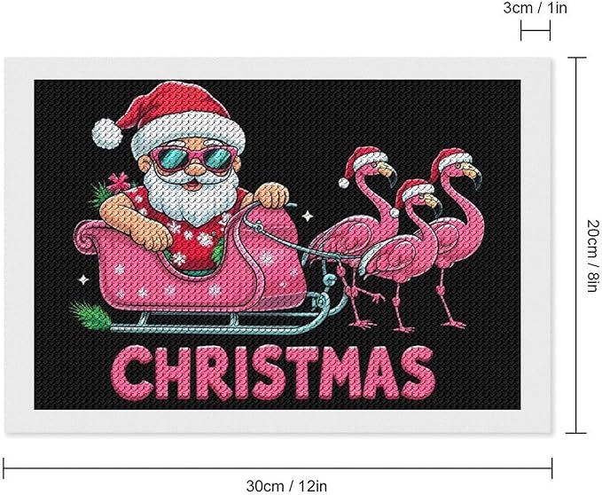 AIVKIEJK Diamond Painting Kits for Adults - Christmas Santa Flamingo Xmas Painting DIY 5D Full Drill Diamond Dots Paintings with Diamonds Gem Art and Crafts Home Decor 8"x12"