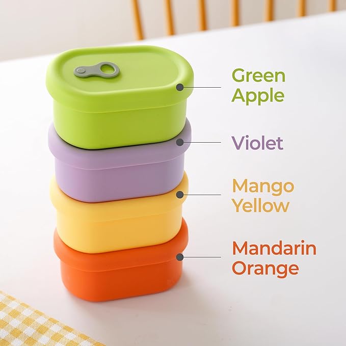 Premium Korean-Made Silicone Airtight Food Container with Steam Vent – BPA Free, Leakproof, Microwave & Freezer Safe Meal Prep. & Leftovers Storage (Mandarin Orange, 22 floz)