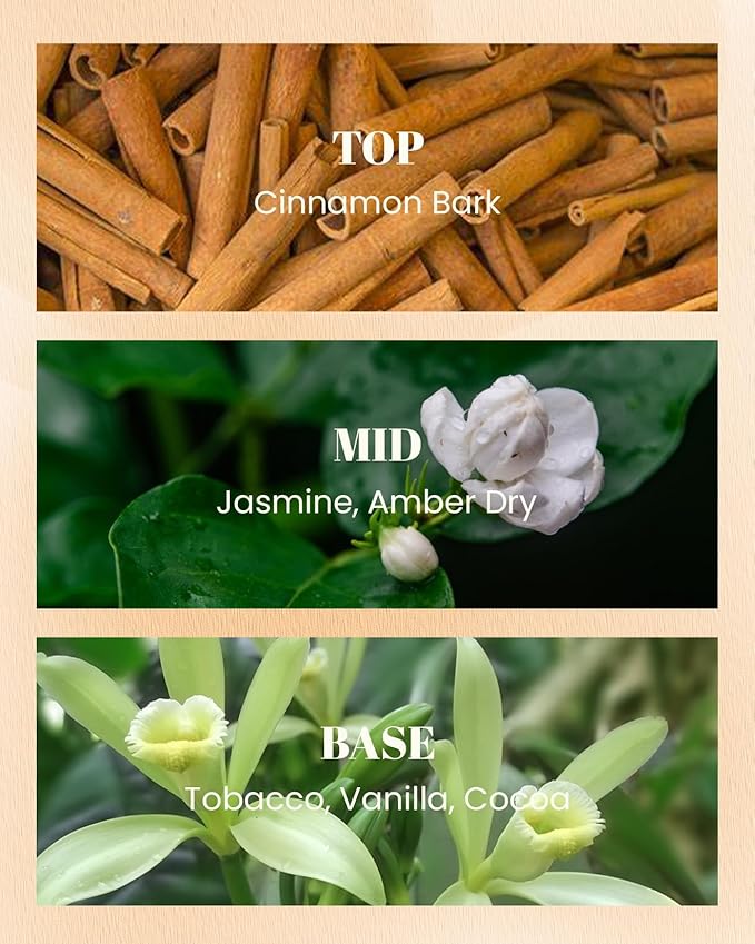 M&SENSE Cinnamon Tobacco Vegan Soy Candles, Non Toxic 10oz 42-Hour Slow Burning, Winter Home Fragrance for Stress Relief Relaxation, Housewarming New Year Gifts