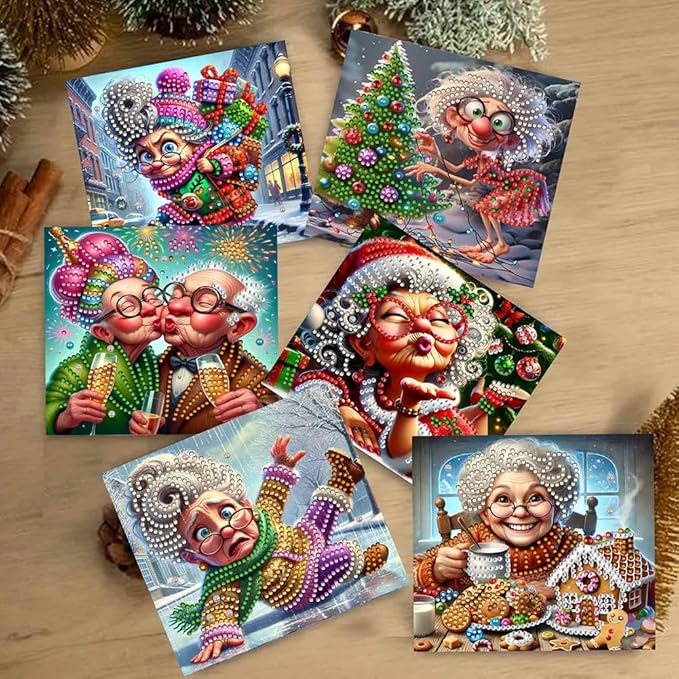 Christmas Greeting Cards Diamond Painting Kit 10PCS DIY Holiday Rhinestone Art Handmade Cards Set for Home Wall Decor and Office Display