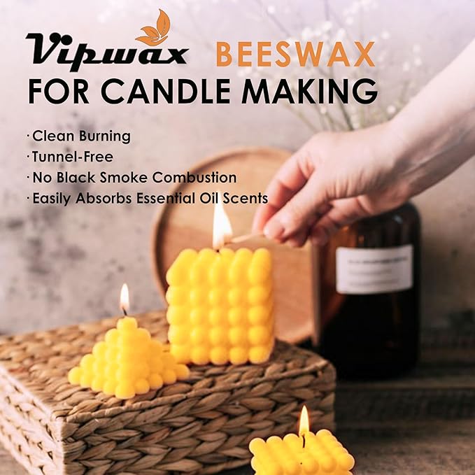 VIPwax Yellow Beeswax Pellets 10LB, Natural Organic Beeswax, Beeswax for Candle Making, Body, Skin Care DIY, Lip Balm and Soap Making Supplies(4530g)