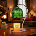 Candle Warmer Lamp with Timer, Dimmable Wax Melt Lamp for Large & Standard Jar Candles, Includes 2 GU10 Bulbs, Elegant Vintage Home Decor Gift for Women & Mom (A1-Green Lotus)