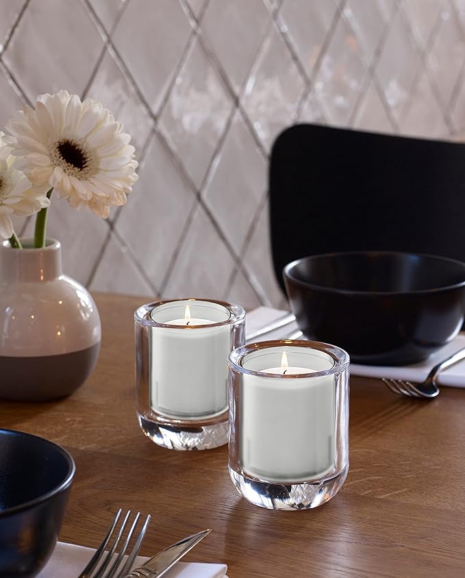 BOLSIUS 24 Hour Votive Candles - 20 Pack Restaurant Candles in Clear Unbreakable Plastic Cups - Premium European Quality - Unscented Smokeless Relight, Birthday, Party & Wedding Candles